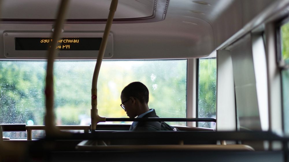 Woman on bus