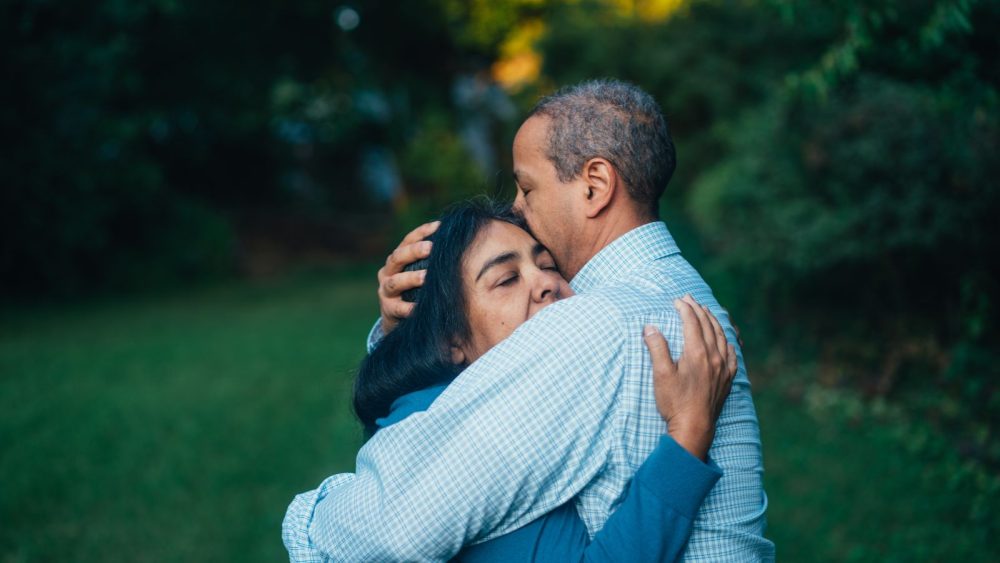 Couple hugging